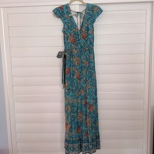 Tropical Maxi faux wrap dress-Small